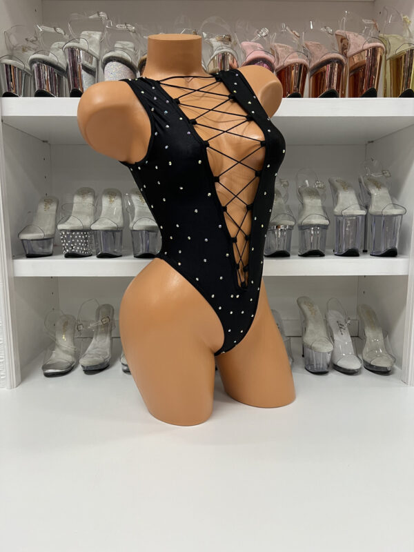 Rhinestone Lace Up Bodysuit - Image 7