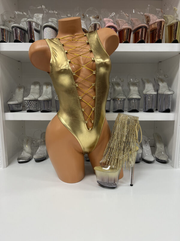Rhinestone Lace Up Bodysuit - Image 9