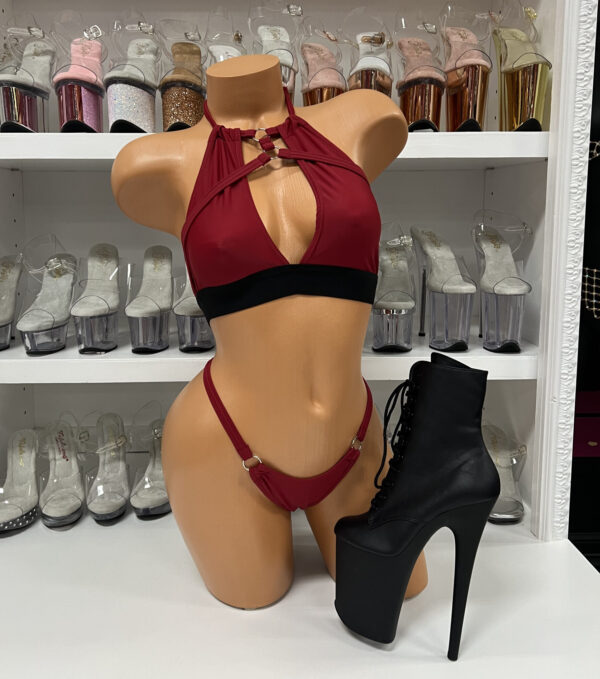 Burgundy and Black Harness 2pc Set