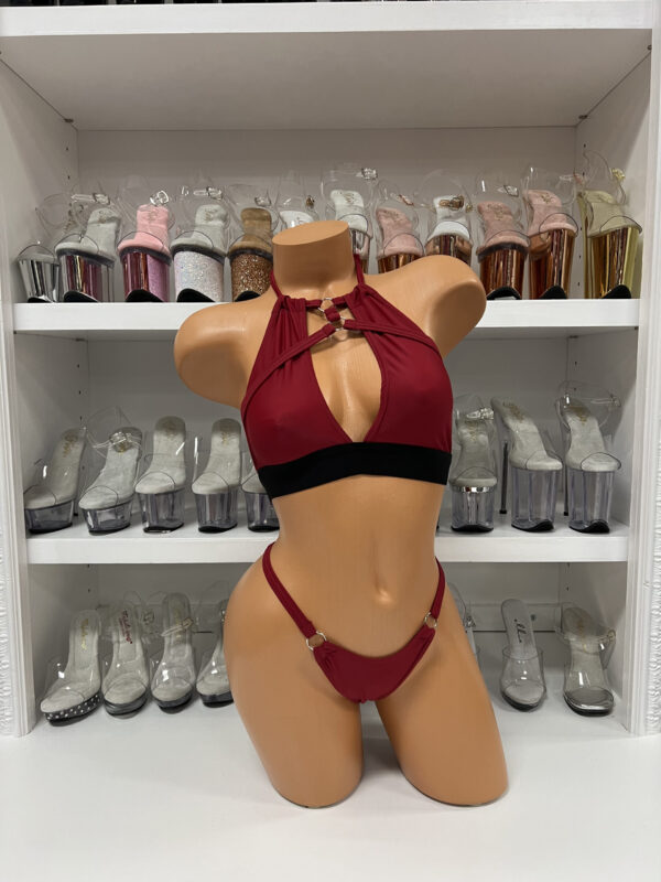 Burgundy and Black Harness 2pc Set - Image 3