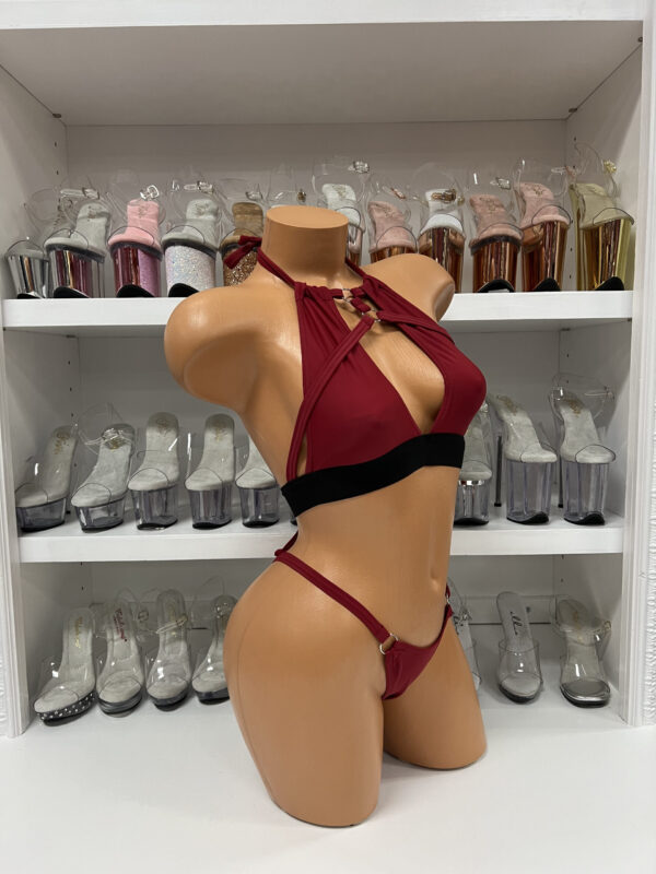 Burgundy and Black Harness 2pc Set - Image 4