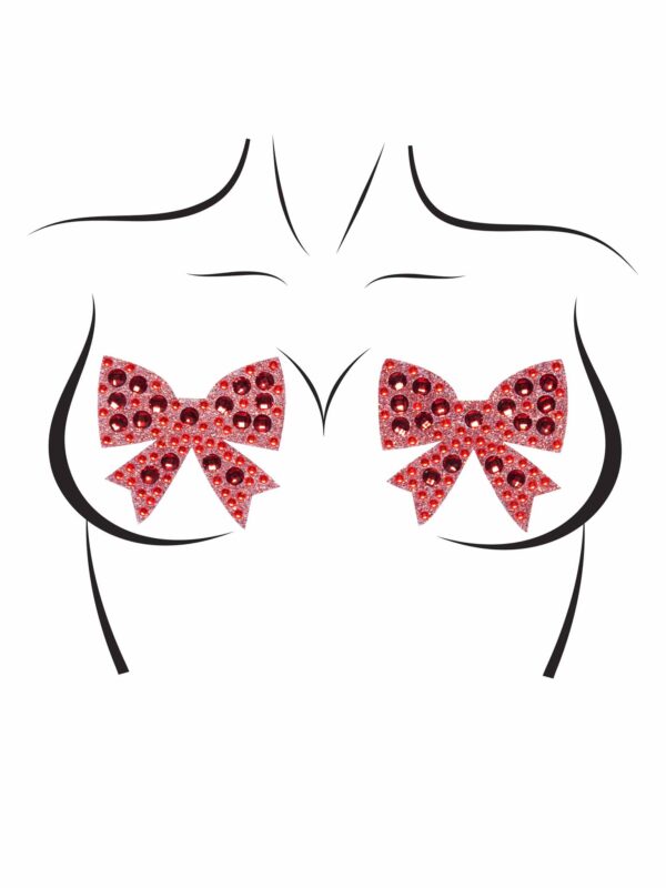 Rhinestone bow nipple jewels.