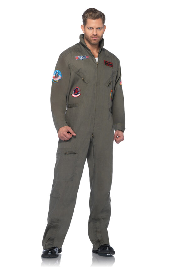 Men's Plus Top Gun Costume Flight Suit - Image 2