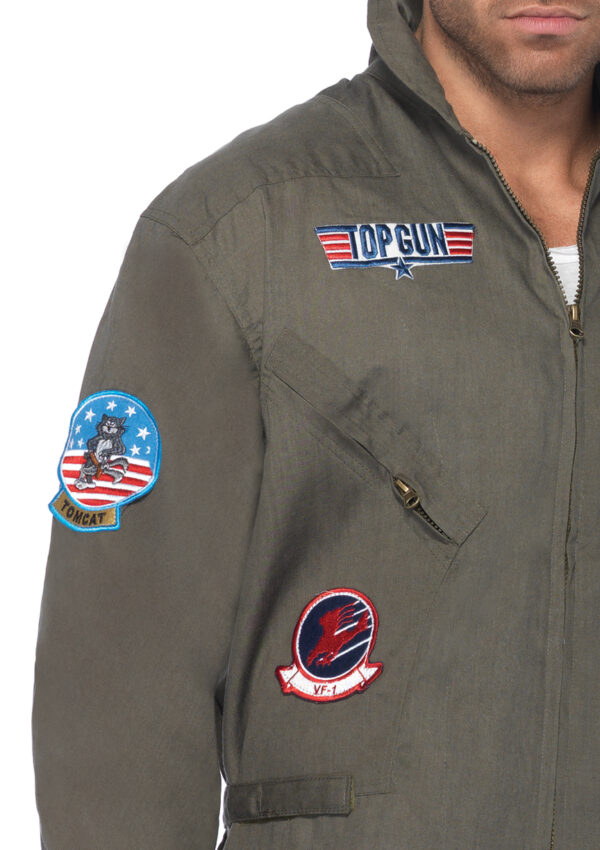 Men's Plus Top Gun Costume Flight Suit - Image 3