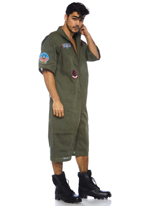 Men's Top Gun Costume Short Flight Suit - Image 4