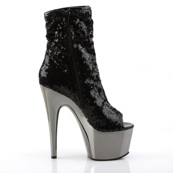 **7" Heel, 2 3/4" PF Peep Toe Sequins Ankle Boot, Side Zip - Image 5