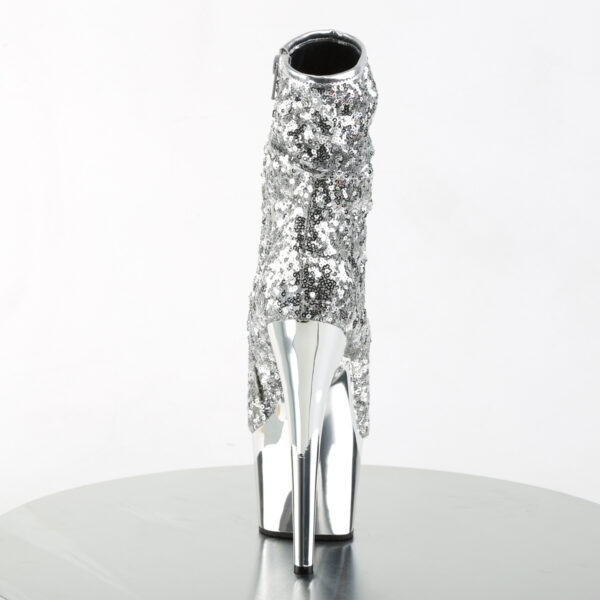 **7" Heel, 2 3/4" PF Peep Toe Sequins Ankle Boot, Side Zip - Image 4