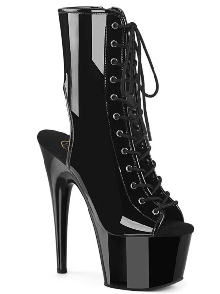 7" Heel, 2 3/4" PF Open Toe/Back Ankle Boot, Side Zip