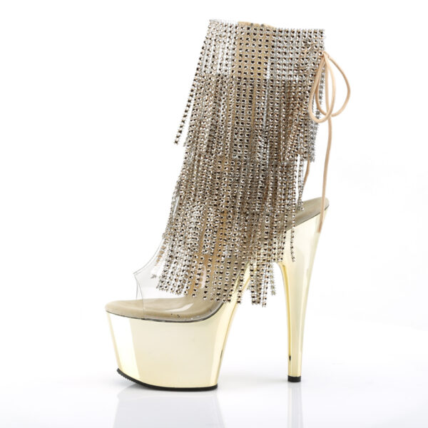 7" Heel, 2 3/4" PF Open Toe/Heel Lace-Up Fringe Ankle Boot - Image 3