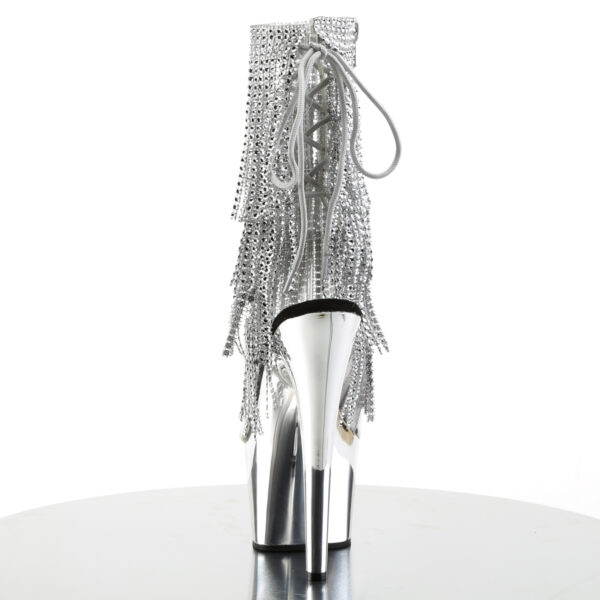 7" Heel, 2 3/4" PF Open Toe/Heel Lace-Up Fringe Ankle Boot - Image 4