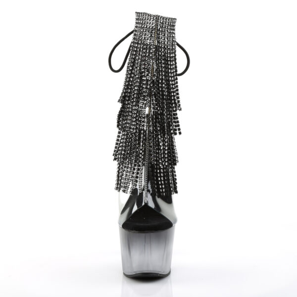 7" Heel, 2 3/4" PF Open Toe/Heel Lace-Up Fringe Ankle Boot - Image 2