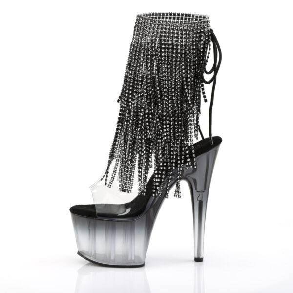 7" Heel, 2 3/4" PF Open Toe/Heel Lace-Up Fringe Ankle Boot - Image 3