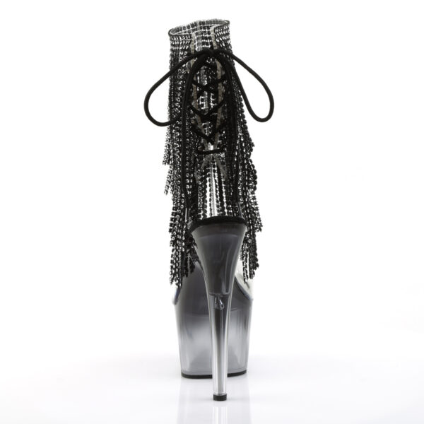 7" Heel, 2 3/4" PF Open Toe/Heel Lace-Up Fringe Ankle Boot - Image 4