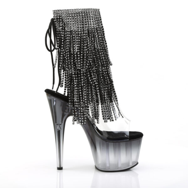 7" Heel, 2 3/4" PF Open Toe/Heel Lace-Up Fringe Ankle Boot - Image 5