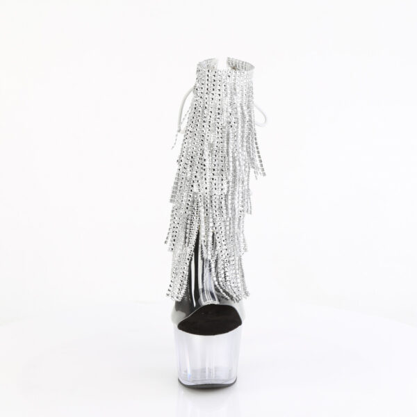 7" Heel, 2 3/4" PF Open Toe/Heel Lace-Up Fringe Ankle Boot - Image 2