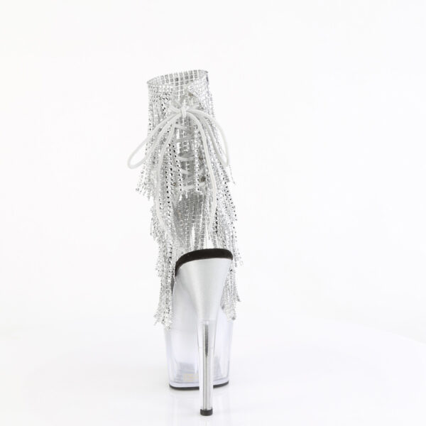 7" Heel, 2 3/4" PF Open Toe/Heel Lace-Up Fringe Ankle Boot - Image 4