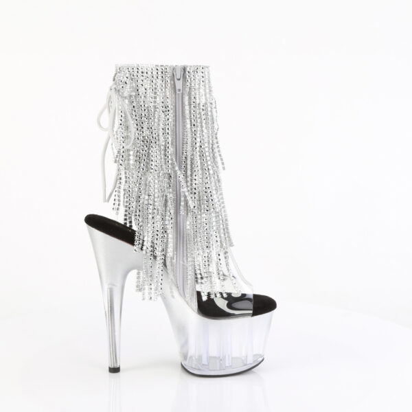 7" Heel, 2 3/4" PF Open Toe/Heel Lace-Up Fringe Ankle Boot - Image 5