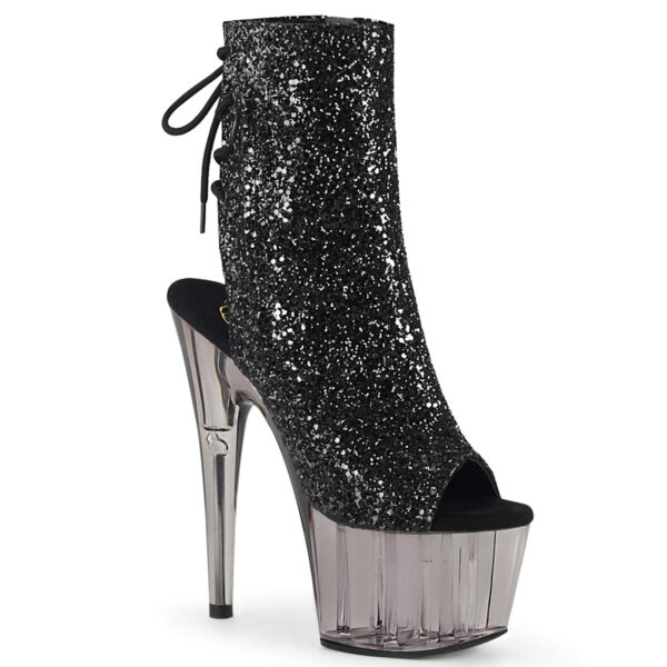 **7" Heel, 2 3/4" Tinted PF Open Toe Ankle Boot, Side Zip