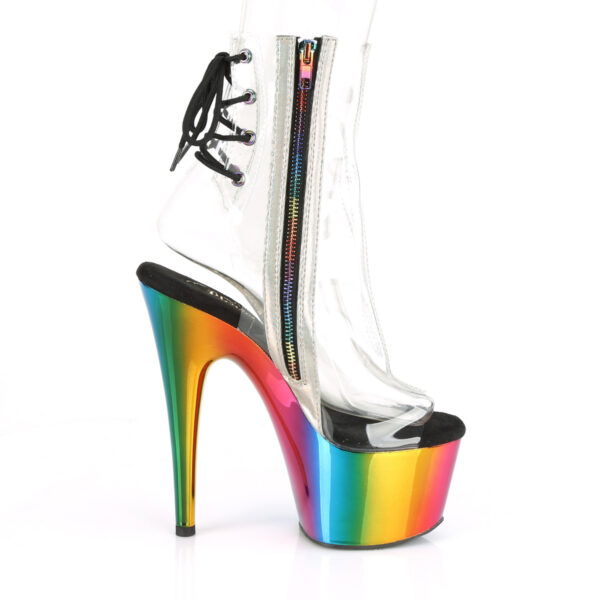*7" Heel, 2 3/4" Chromed PF Open Toe Ankle Boot, Side Zip - Image 5