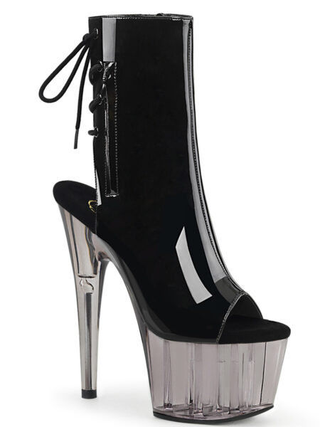 7" Heel, 2 3/4" Tinted PF Open Toe Ankle Boot, Side Zip