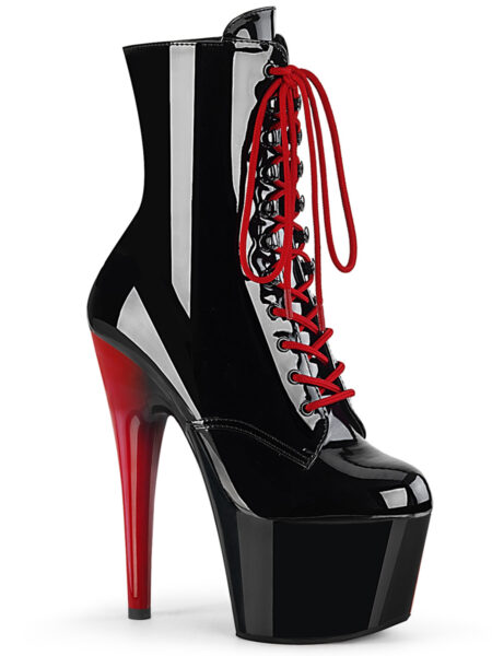 7" Heel, 2 3/4" PF Two Tone Lace-Up Ankle Boot, Side ZIp