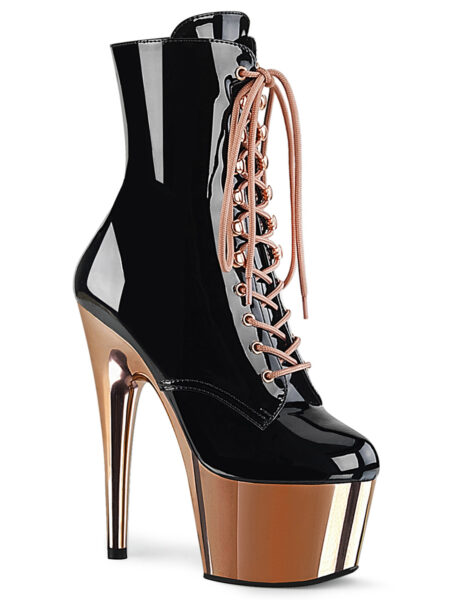 7" Heel, 2 3/4" PF Lace-up Ankle Boot, Side Zip