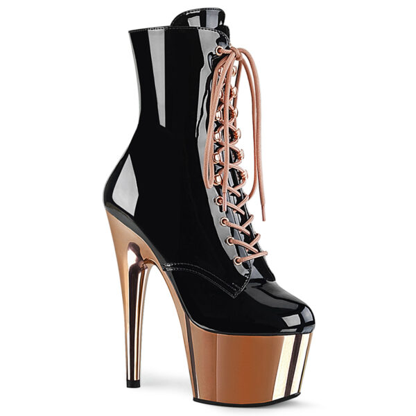 7" Heel, 2 3/4" PF Lace-up Ankle Boot, Side Zip