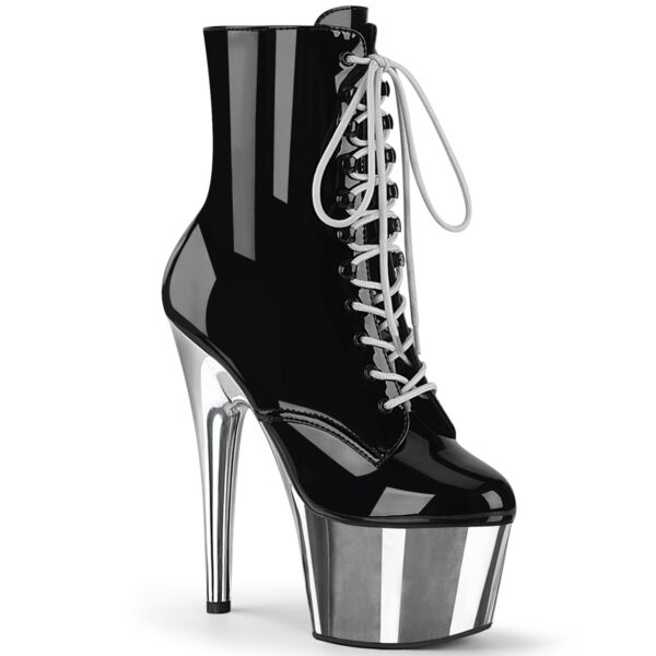 7" Heel, 2 3/4" PF Lace-Up Front Ankle Boot, Side Zip