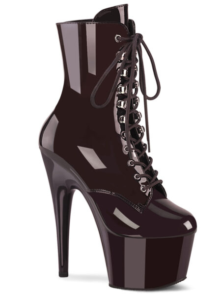 7" Heel, 2 3/4" PF Lace-Front Ankle Boot, Side Zip