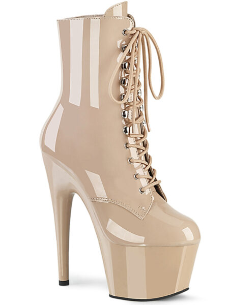 7" Heel, 2 3/4" PF Lace-Up Ankle Boot, Side Zip