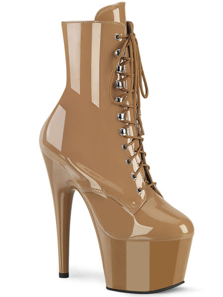 7" Heel, 2 3/4" PF Lace-Front Ankle Boot, Side Zip