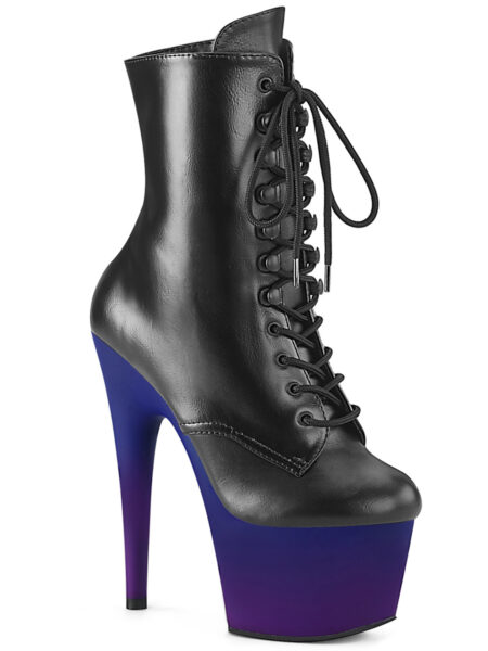 7" Heel, 2 3/4" PF Lace-Up Ankle Boot, Side Zip