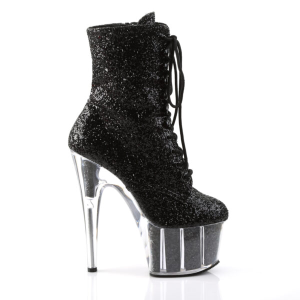 7" Heel, 2 3/4" PF Lace-Up Glitter Ankle Boot, Side Zip - Image 5