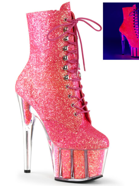7" Heel, 2 3/4" PF Glitter Ankle Boot