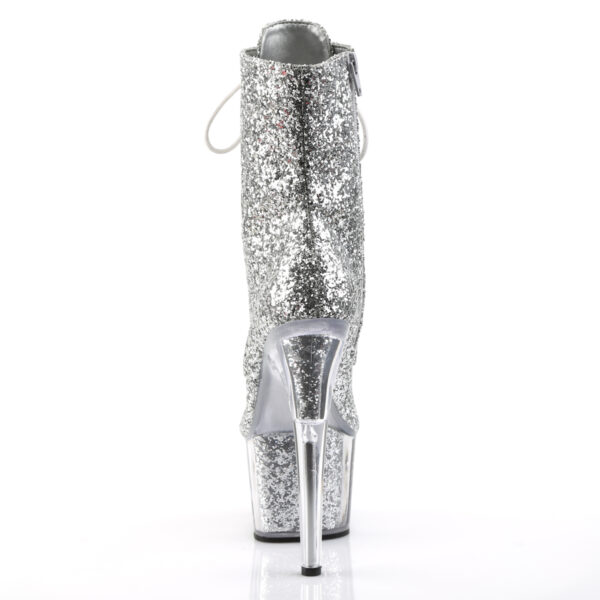 7" Heel, 2 3/4" PF Lace-Up Glitter Ankle Boot, Side Zip - Image 4
