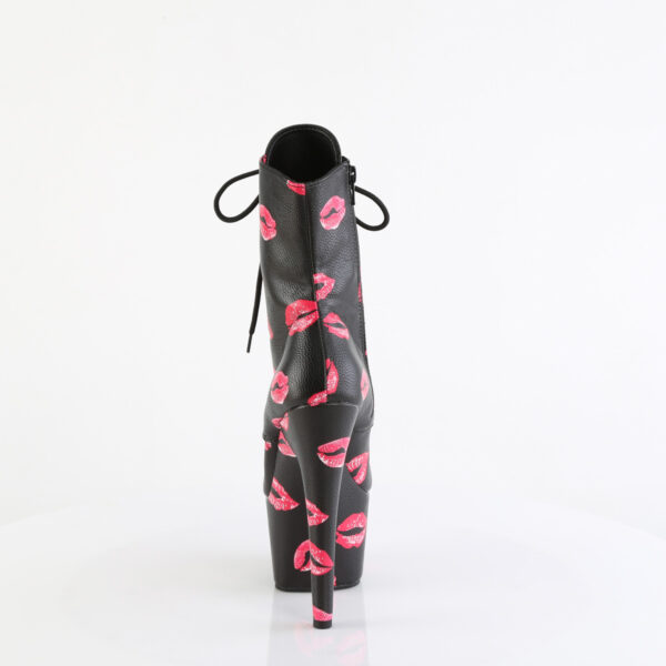 7" Heel, 2 3/4" PF Lace-Up Lips Print Ankle Boot, Side Zip - Image 4