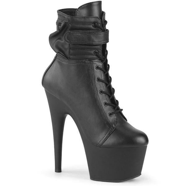 **7" Heel, 2 3/4" PF Lace-Up Front Ankle Boot, Side Zip