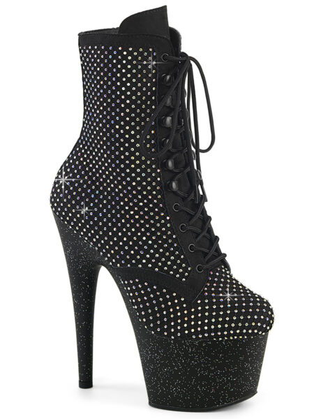 7" Heel, 2 3/4" PF Lace-Up RS Mesh Ankle Boot, Side Zip