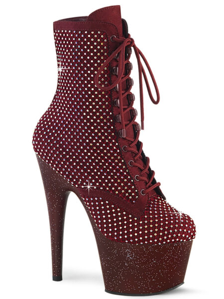 7" Heel, 2 3/4" PF Lace-Up RS Mesh Ankle Boot, Side Zip