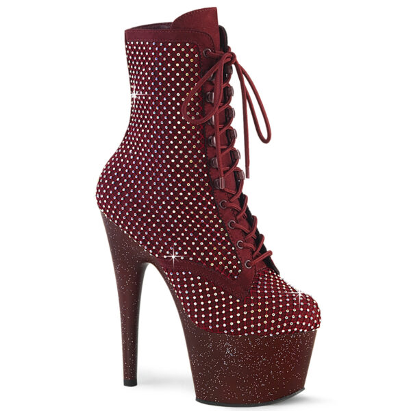 7" Heel, 2 3/4" PF Lace-Up RS Mesh Ankle Boot, Side Zip
