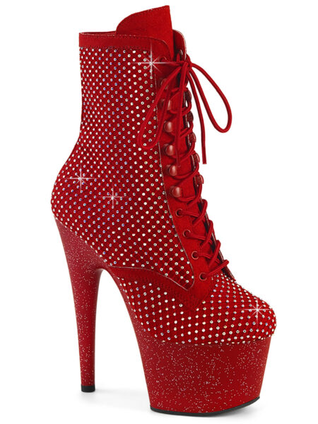 7" Heel, 2 3/4" PF Lace-Up RS Mesh Ankle Boot, Side Zip