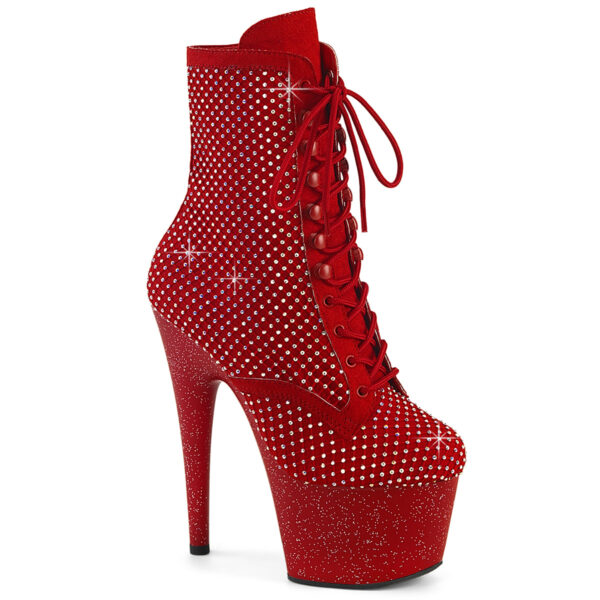 7" Heel, 2 3/4" PF Lace-Up RS Mesh Ankle Boot, Side Zip