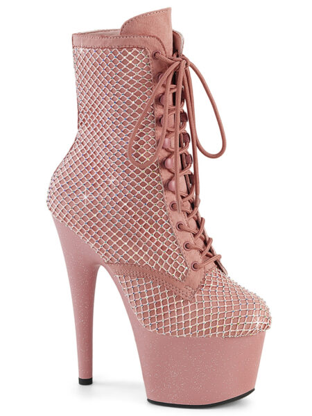 7" Heel, 2 3/4" PF Lace-Up RS Mesh Ankle Boot, Side Zip