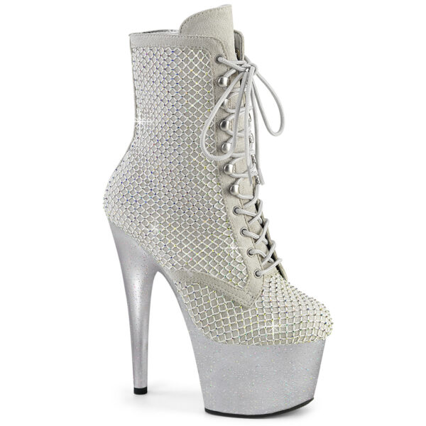 7" Heel, 2 3/4" PF Lace-Up RS Mesh Ankle Boot, Side Zip
