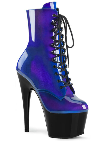 7" Heel, 2 3/4" PF Lace-Up Ankle Boot, Side Zip