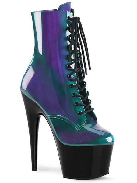 7" Heel, 2 3/4" PF Lace-Up Ankle Boot, Side Zip