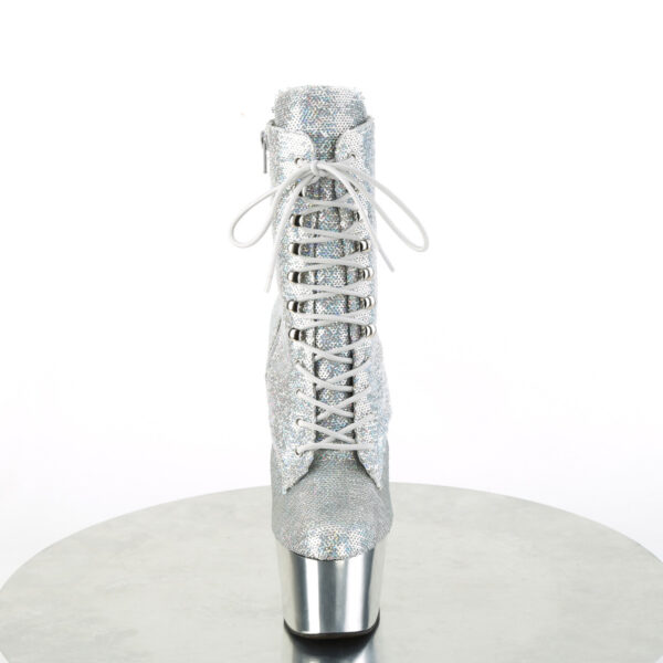 7" Heel, 2 3/4" PF Lace-Up Sequins Ankle Boot, Side Zip - Image 2