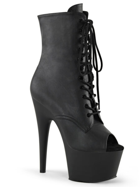 7" Heel, 2 3/4" PF Peep Toe Lace-Up Ankle Boot, Side Zip