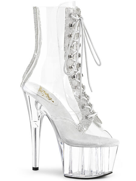 *7" Heel, 2 3/4" PF Peep Toe Lace-Up Front Ankle Boot w/RS