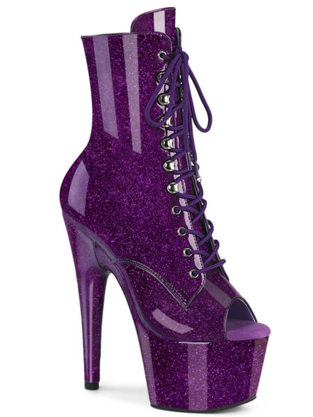 7" Heel, 2 3/4" PF Peep Toe Lace-Up Ankle Boot, Side Zip